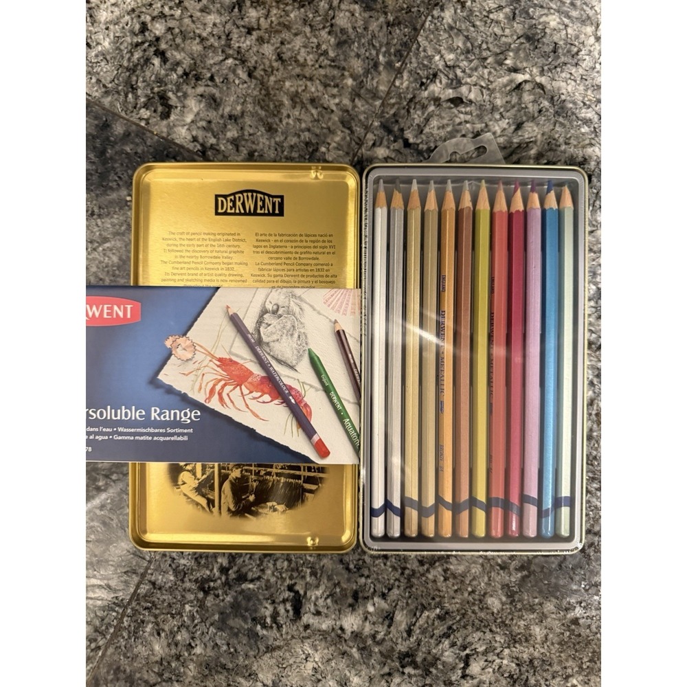 Derwent Metallic Colored Pencils 12 New Sealed